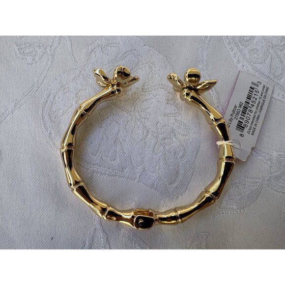 Lilly Pulitzer Flower Cuff Bracelet Gold-tone Rhinestone Hinged Bracelet NWT - Picture 13 of 16